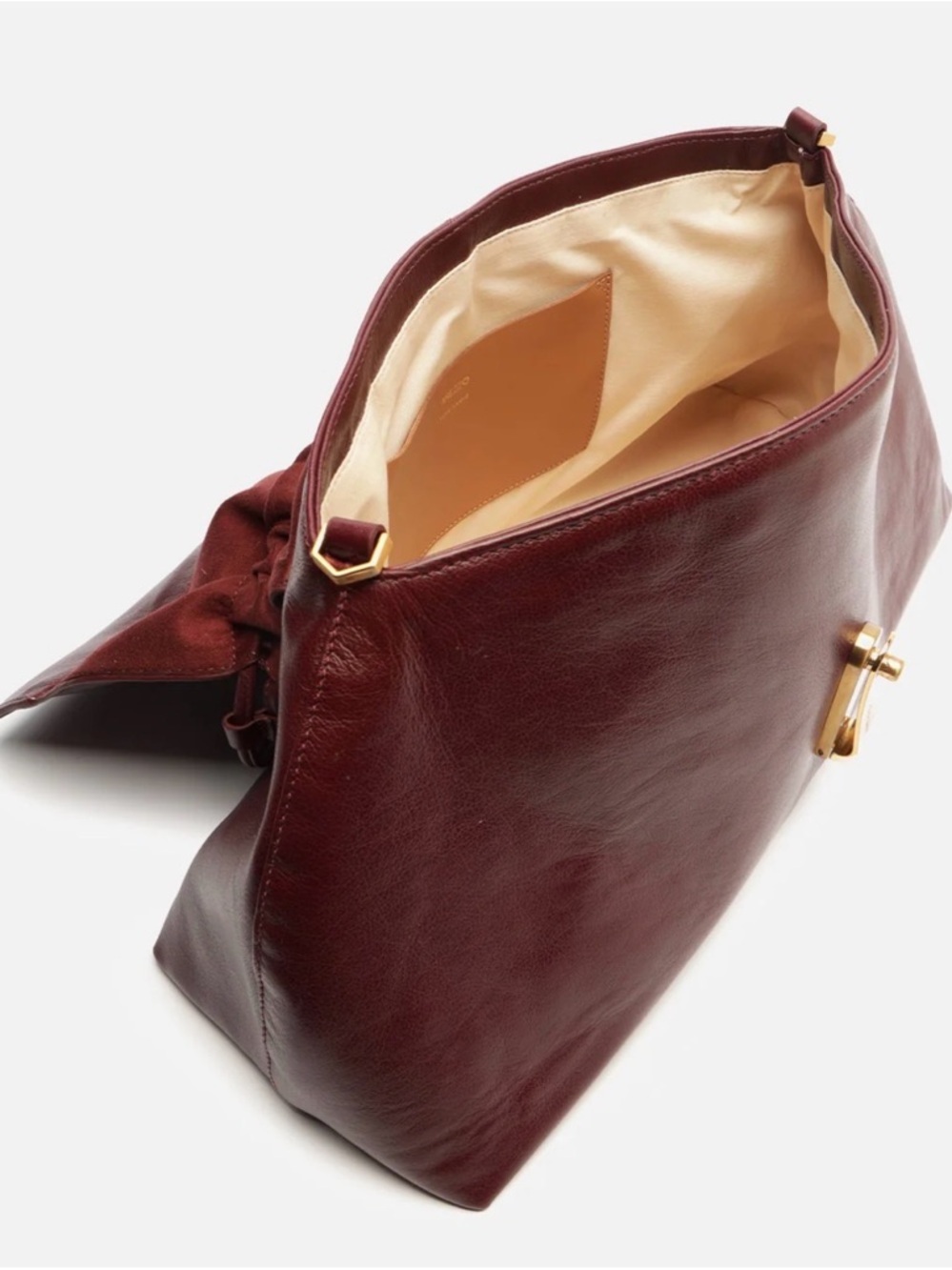 Arezzo Nicole Large Leather Pouch Drawstring Closure - Picture 4 of 10